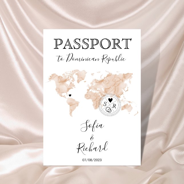 Wedding Destination Passport Blush World Map Peach Invitation (Creator Uploaded)