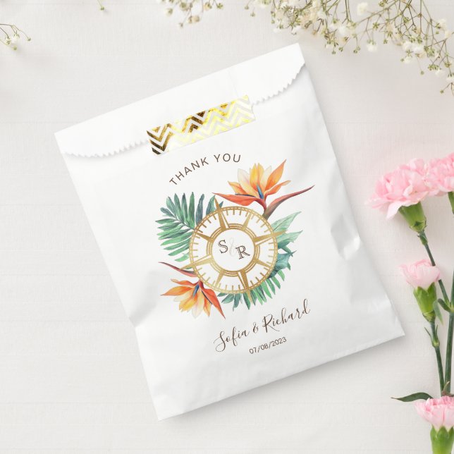 Wedding Destination Passport Compass Thank You Favour Bag (Sealed)