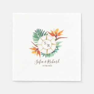 Wedding Destination Passport Compass Thank You Napkin