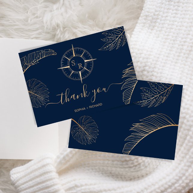 Wedding Destination Passport Compass Thank You RSVP Card (Creator Uploaded)