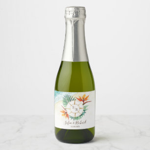 Wedding Destination Passport Compass Thank You Sparkling Wine Label