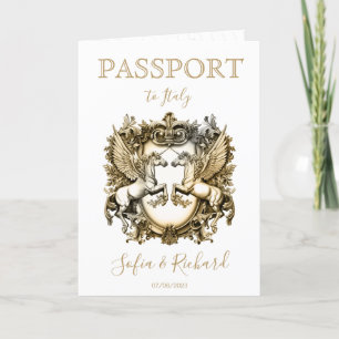 Wedding Destination Passport Gold Crest Invitation