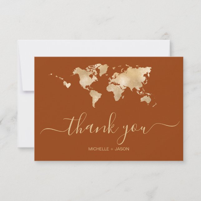 Wedding Destination Passport Hawaii Map Thank You RSVP Card (Front)