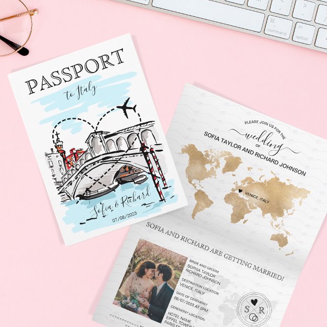 Wedding Destination Passport Italy Venice Invitation (Creator Uploaded)