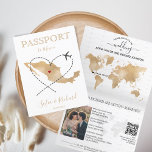 Wedding Destination Passport Mexico Map QR Code Invitation<br><div class="desc">Modern and Elegant World Map Invitation Wedding Destination in Mexico,  like passport
Add your QR Code for RSVP</div>