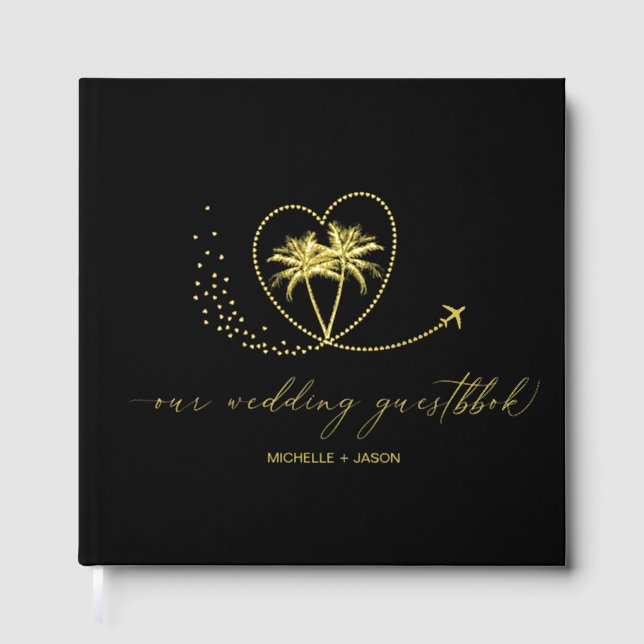 Wedding Destination Passport Palm Tree Thank You Guest Book (Front)