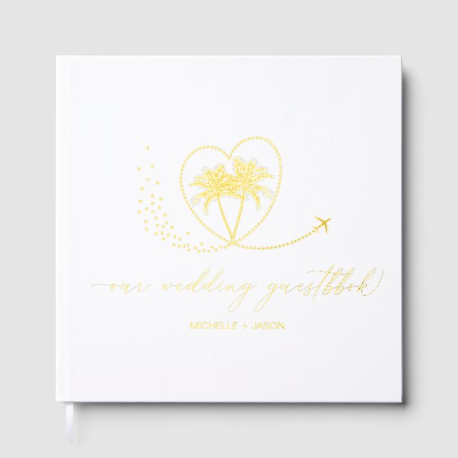 Wedding Destination Passport Palm Tree Thank You Guest Book (Front)