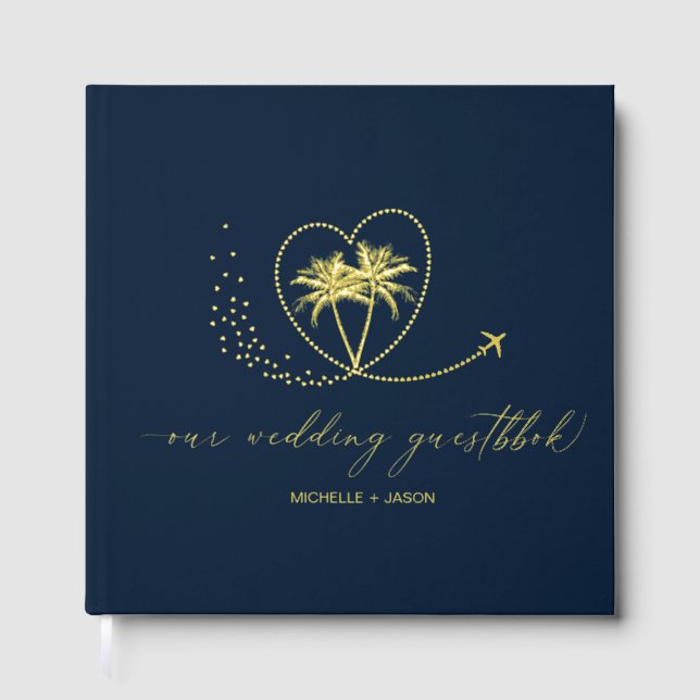 Wedding Destination Passport Palm Tree Thank You Guest Book (Front)