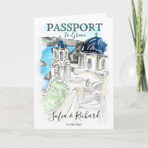 Wedding Destination Passport Santorini Greece Invi Invitation
