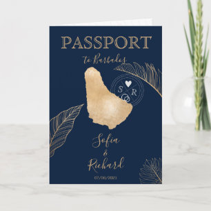 Wedding Destination Passport World Map Barbados In Invitation