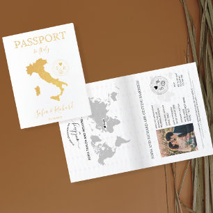 Wedding Destination Passport World Map ITALY Foil Card