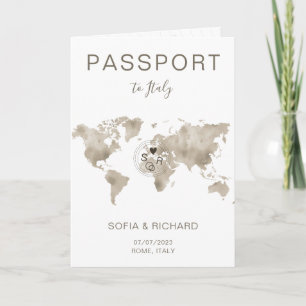 Wedding Destination Passport World Map Travel Inv Invitation