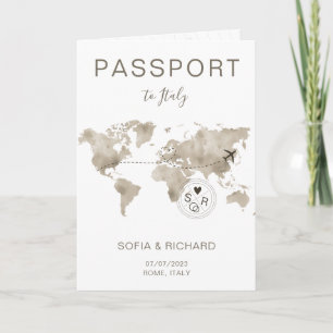 Wedding Destination Passport World Map Travel Inv Invitation