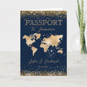 Wedding Destination Passport World Map tropical In Invitation
