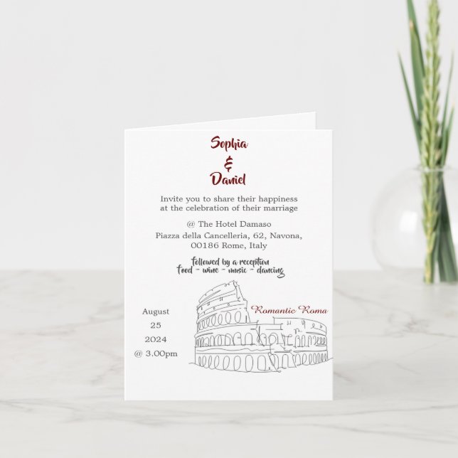 Wedding Destination - Rome, Italy Invitation (Front)