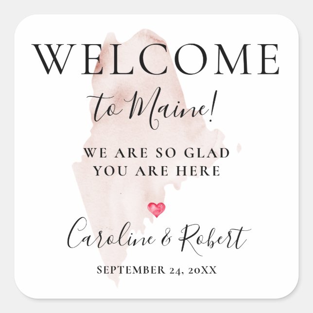 Wedding Destination Welcome Guests Favour Square S Sticker (Front)