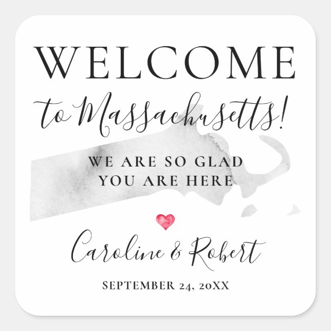 Wedding Destination Welcome Guests Favour Square S Sticker (Front)