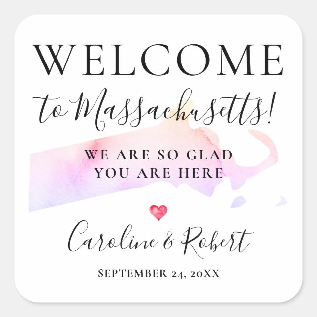 Wedding Destination Welcome Guests Favour Square S Sticker (Front)