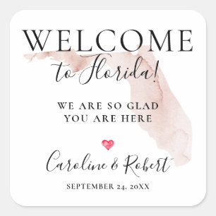 Wedding Destination Welcome Guests Favour Square Sticker