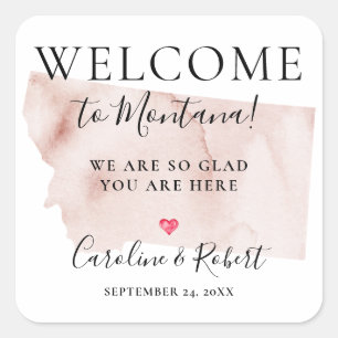 Wedding Destination Welcome Guests Favour Square Sticker