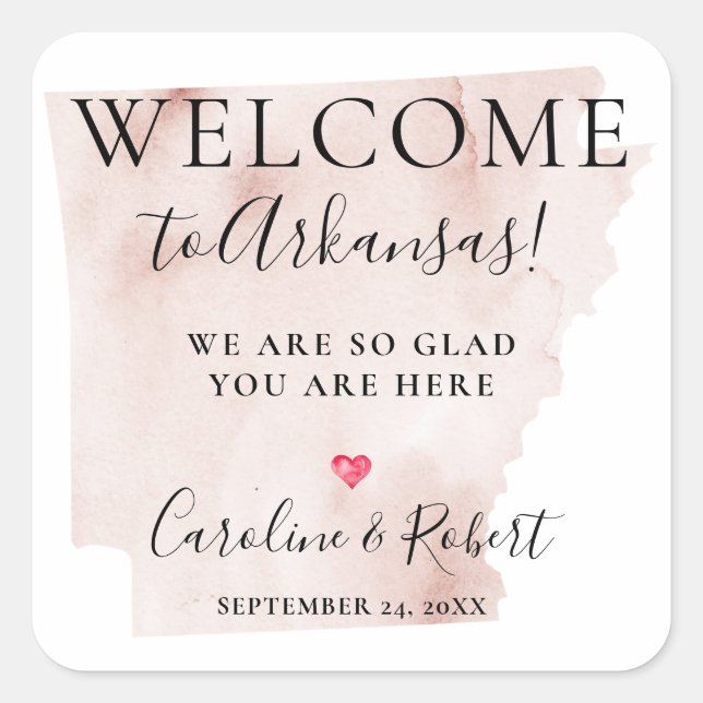 Wedding Destination Welcome Guests Favour Square Sticker (Front)
