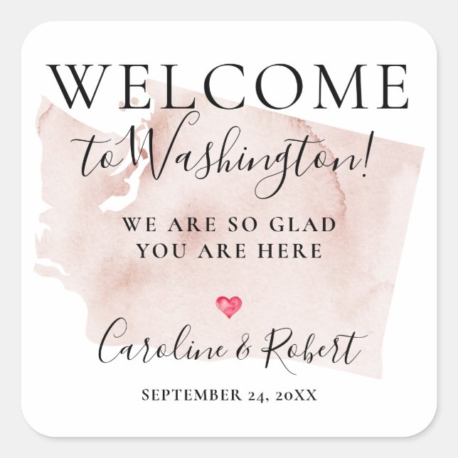 Wedding Destination Welcome Guests Favour Square Sticker (Front)