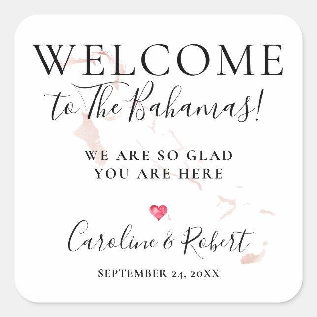 Wedding Destination Welcome Guests Favour Square Sticker (Front)
