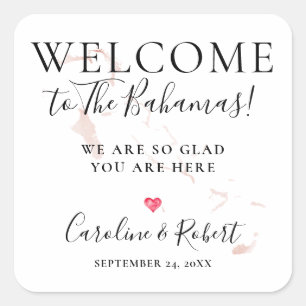 Wedding Destination Welcome Guests Favour Square Sticker