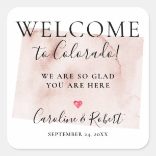 Wedding Destination Welcome Guests Favour Square Sticker