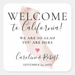 Wedding Destination Welcome Guests Favour Square Sticker