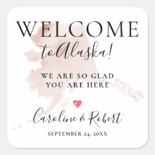 Wedding Destination Welcome Guests Favour Square Sticker