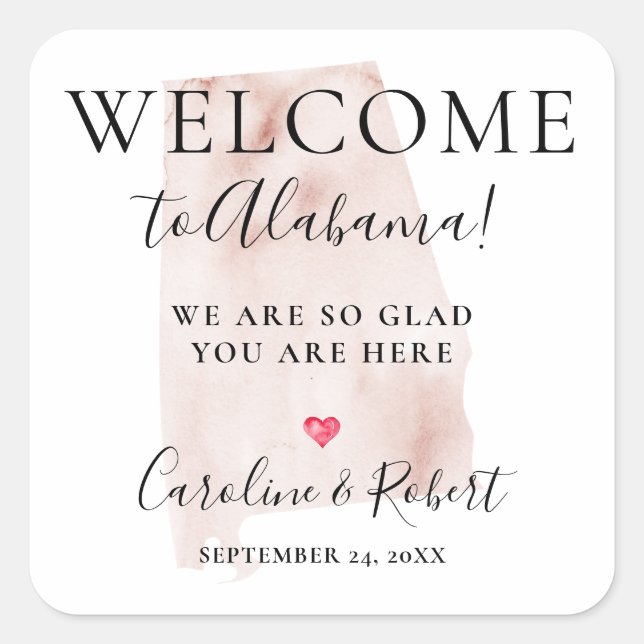 Wedding Destination Welcome Guests Favour Square Sticker (Front)