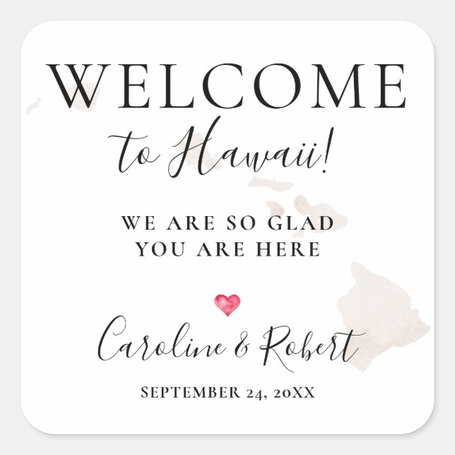 Wedding Destination Welcome Guests Favour Square Sticker (Front)