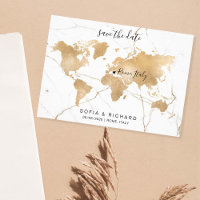 Wedding Destination World Map Gold Removable Heart