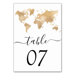 Wedding Destination World Map Table Number