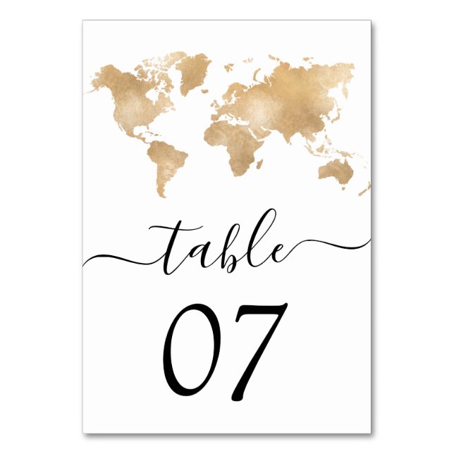 Wedding Destination World Map Table Number (Back)