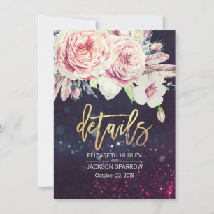 Wedding Detail Floral Purple Sparkle String Lights Invitation