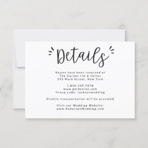 Wedding Details and Accommodations Info Card
