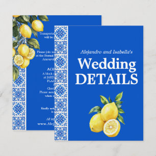 💙🍋 Wedding Details Azul & Limone Romance Enclosure Card