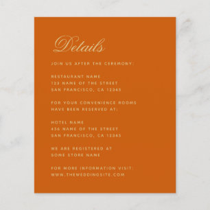 Wedding Details Burnt Orange Budget Enclosure Card
