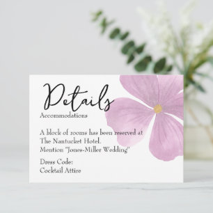Wedding Details Card - Elegant Purple Floral Theme