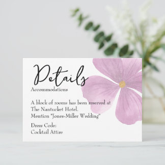 Wedding Details Card - Elegant Purple Floral Theme