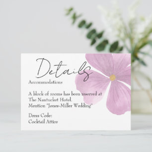 Wedding Details Card - Elegant Purple Floral Theme