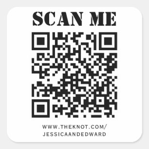 Wedding Details Custom Qr Code Black Minimal Square Sticker