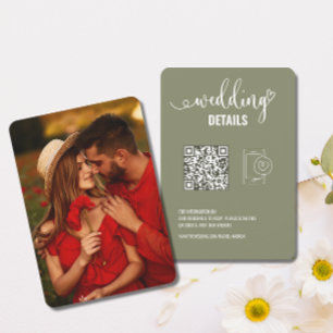 Wedding details Elegant RSVP with QR Code Photo Save The Date