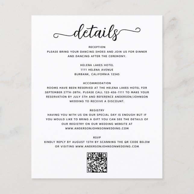 Wedding Details Enclosure Card (Front)