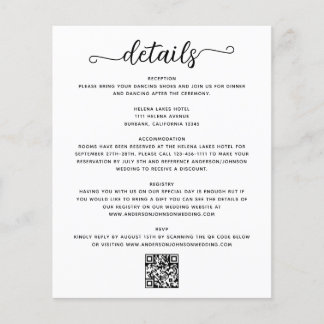 Wedding Details Enclosure Card