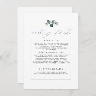 Wedding Details Eucalyptus Greenery Modern Card