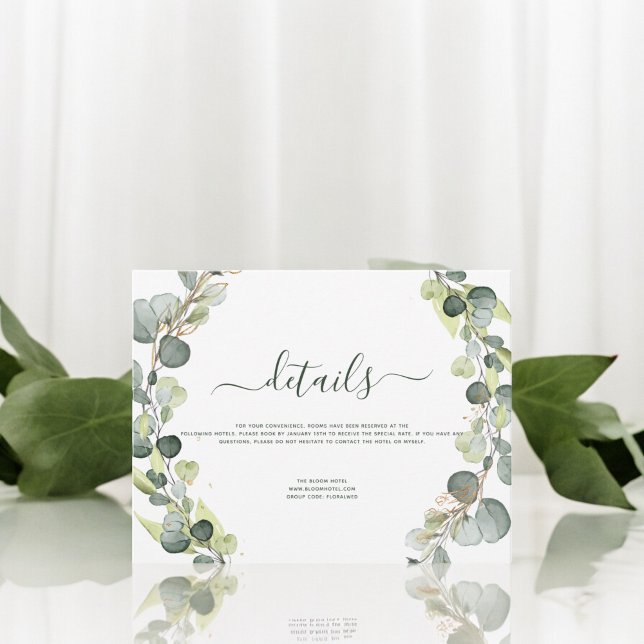 Wedding Details Eucalyptus Greenery Succulent Invitation (Creator Uploaded)