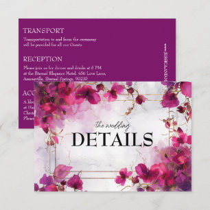 Wedding details Fuchsia Enchantment: Watercolor Enclosure Card